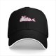 Black Baseball Cap with Pink Cute Character Graphic Print