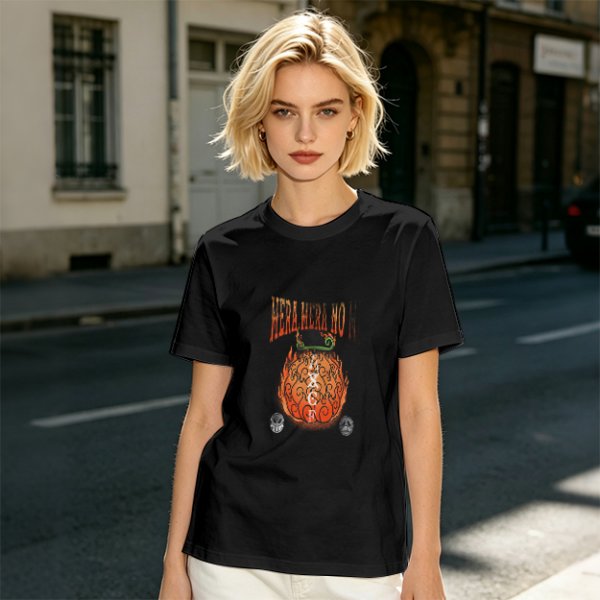 Olive T-Shirt with Flaming Devil Fruit Graphic Print