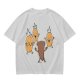 Olive T-Shirt With Cartoon Pineapples And Brown Character Graphic