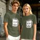 Oversized Army Green T-Shirt With Tired Coffee Mug Graphic