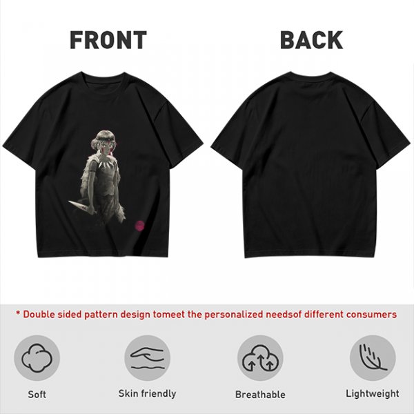 Olive T-Shirt Featuring Princess Mononoke Warrior Artwork