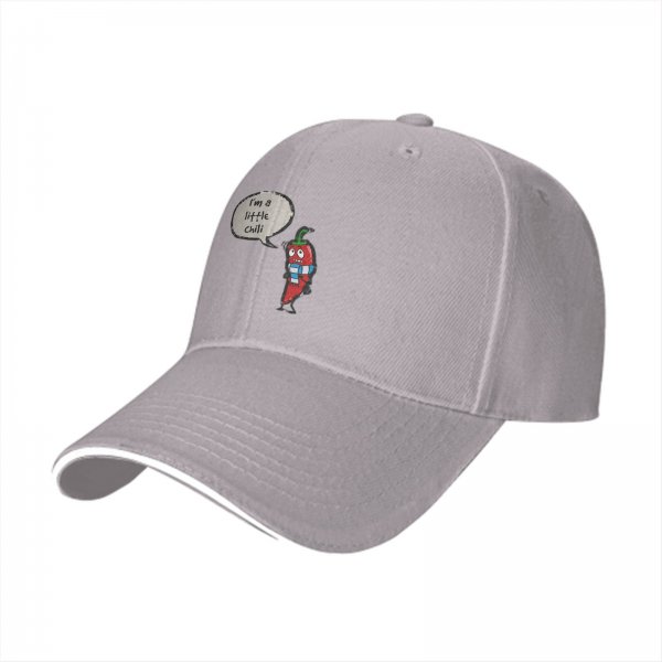 Black Baseball Cap With I'm A Little Chili Cartoon Pepper Design