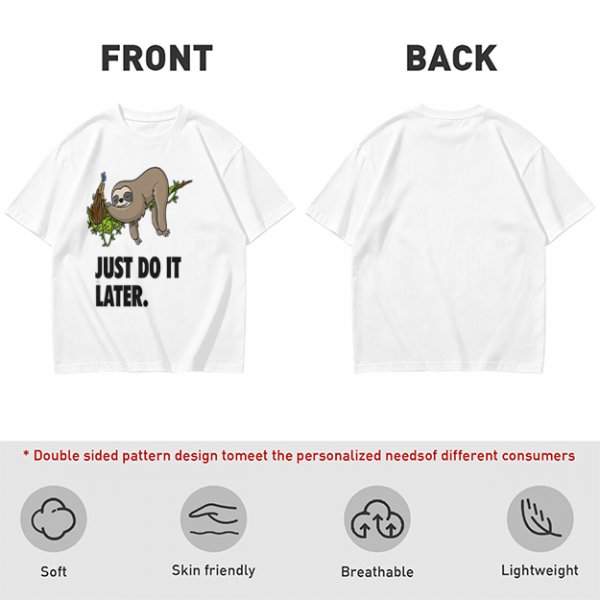 Olive Sloth 'Just Do It Later' Graphic T-Shirt