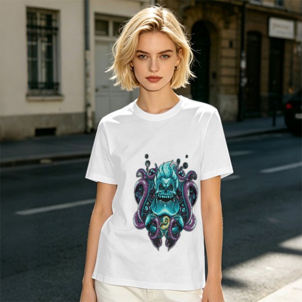 Olive T-Shirt With Octopus Skull Graphic Print