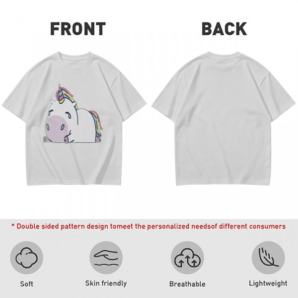 Olive Green T-Shirt With Crying Chubby Unicorn Rainbow Print