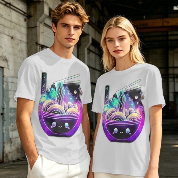 Olive T-Shirt With Galaxy Ramen Bowl Kawaii Graphic