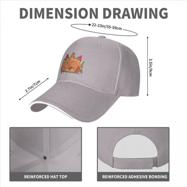 Black baseball cap with sleeping dragon and pizza food art print