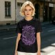 Olive Green T-Shirt with Purple Abstract Swirling Graphic Print