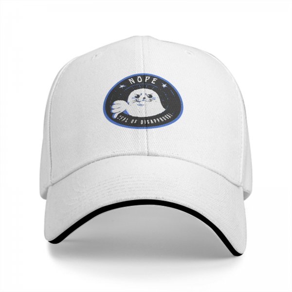 Black Baseball Cap With Nope Seal Of Disapproval Graphic