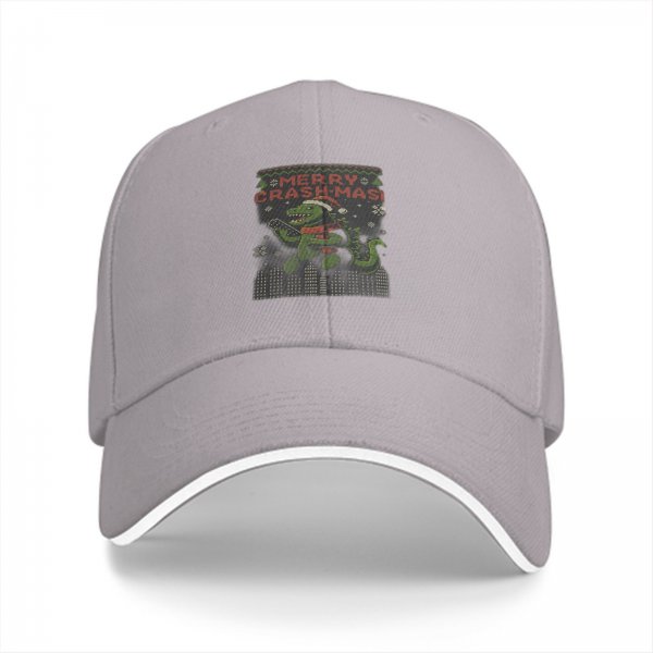 Black Baseball Cap With Godzilla Merry Crashmas Christmas Print