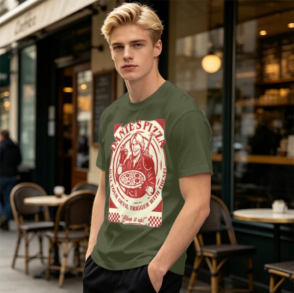 Dante's Pizza Devil Trigger Themed Graphic T-Shirt