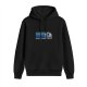 Black hoodie with retro R2-D2 space droid graphic