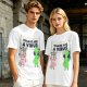 Olive T-shirt with Unicorn and Alien Holding 'Humans Are A Virus' Sign