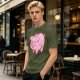 Olive Green T-Shirt With Cute Pink Piggy Bank Graphic Print