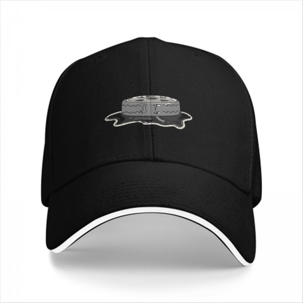 Black Baseball Cap With Melting Cake Graphic Design