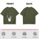 Olive graphic t-shirt with Trash Club raccoon and panda in trash can print