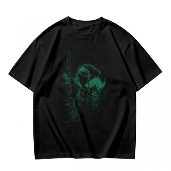 Olive Green T-Shirt With Legendary Hero Ink Splatter Art