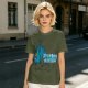Olive Graphic T-Shirt with Blue Tiger and Studio Derpy Text