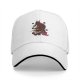 Black baseball cap with red dragon and cloud graphic design