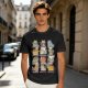 Olive green t-shirt with cute mythical monster cat graphic prints