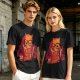 Olive T-Shirt With Nerdy Ginger Cat Reading Book Print