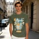 Olive T-Shirt With Kawaii Beer Can Robot Graphic