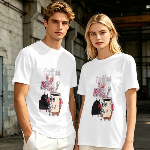 Coffee is my psychotherapist graphic olive t-shirt