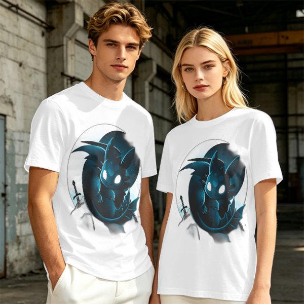 Olive T-Shirt With Glowing Dark Dragon Moon Print