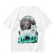 Olive T-Shirt With Wolf Warrior And Moon Forest Art Print
