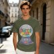 Olive T-Shirt With Cat Gumball Machine Artwork