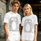 Olive Green T-Shirt With Grumpy Chubby Gray Cat Graphic