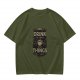 Olive green coffee graphic t-shirt with 'First drink the coffee then things will done' text