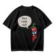 Olive green t-shirt with funny 'I'm a little chili' cartoon chili print