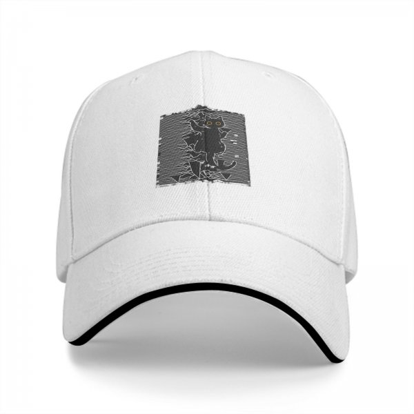 Black Baseball Cap With Glitch Art Black Cat Graphic