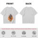 Olive T-Shirt With Cartoon Goat On Flames And Skulls Print