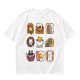 Olive T-Shirt With Cute Breakfast Cat Graphic Print