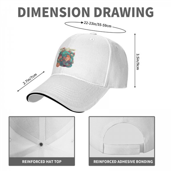 Black Baseball Cap with Psychedelic Ice Cream Monster Graphic Print