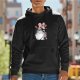 Black hoodie with Totoro and cherry blossom graphic print