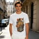 Olive T-shirt with Monster Burger and Japanese Graphic Print