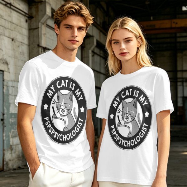 My Cat Is My Pspsychologist Funny Graphic T-Shirt