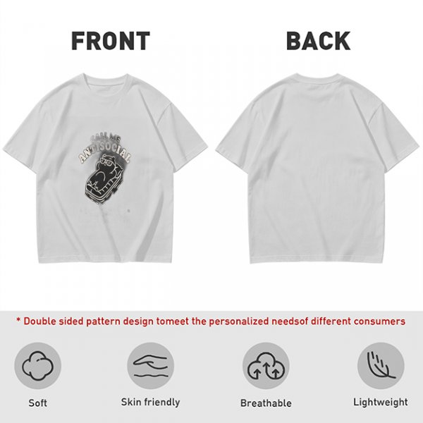Oversized Olive T-Shirt With 'Call Me Antisocial' Bear Graphic