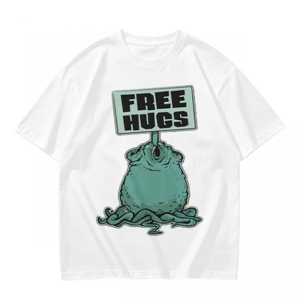 Olive T-Shirt With Free Hugs Monster Graphic Print