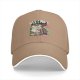 Black baseball cap with punk rock cat graphic design