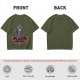 Olive T-Shirt With Purple Demon Cat On Pentagram And Candles