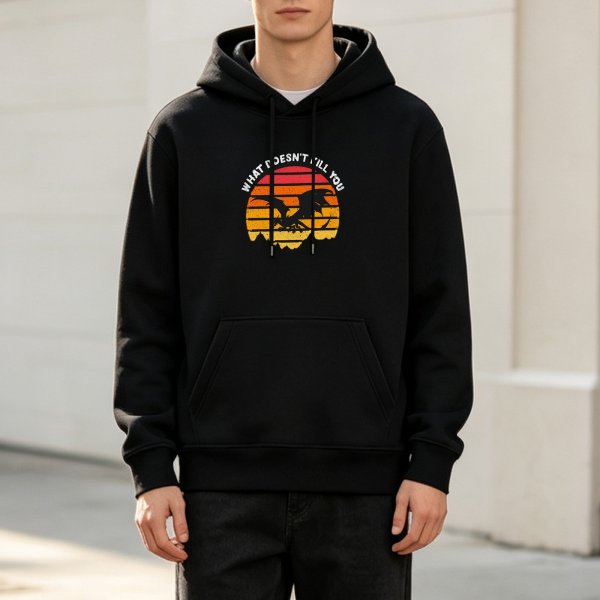 What Doesn't Kill You Dragon Sunset Graphic Black Hoodie