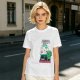Olive green graphic tee with alien painting 'First the Earth Then Uranus'