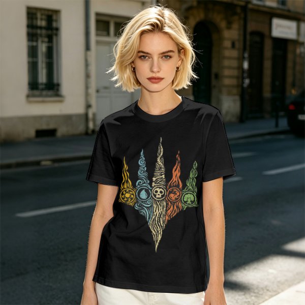 Magic The Gathering Five Mana Symbols Graphic T-Shirt