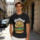 Olive T-Shirt with Smiling Grilled Burger Graphic