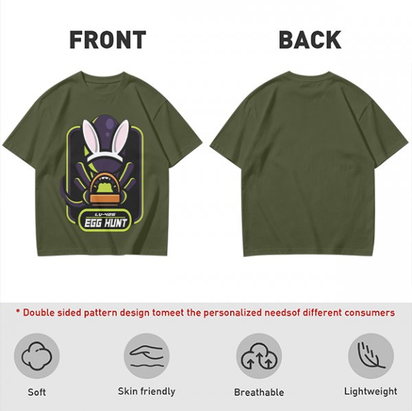 Olive T-Shirt With Alien Bunny Ears Egg Hunt Graphic