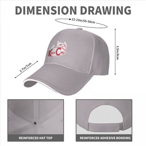 Black baseball cap with Kitty Cat graphic and text
